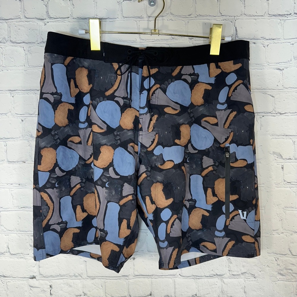 Vuori Infinity Boardshorts Mens 32 Abstract Print Blue Copper Swim Trunks V383